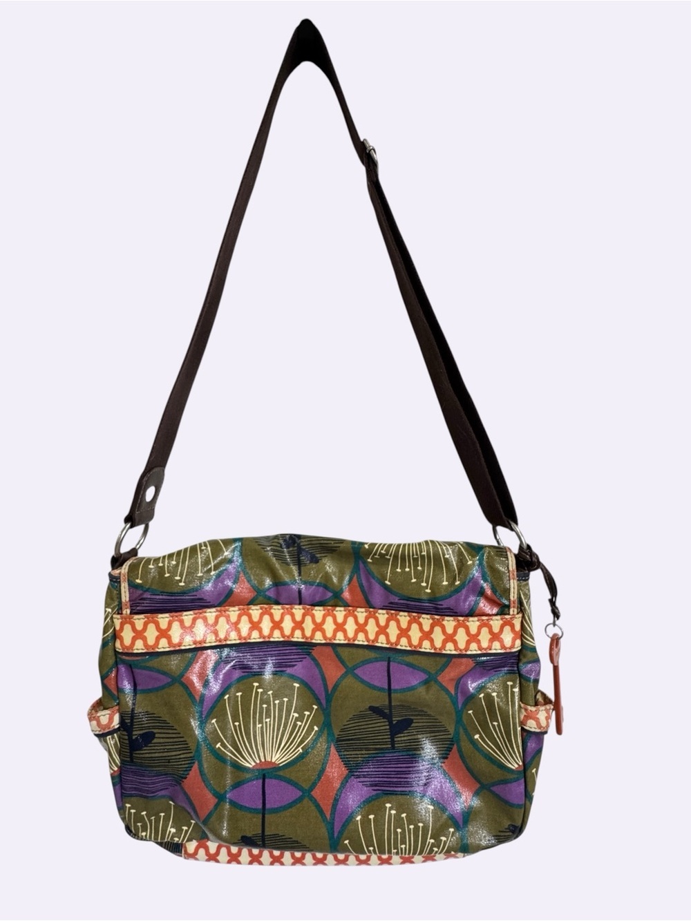 Fossil Floral Coated Canvas Messenger Bag Boho Retro Print Shoulder Purse - Picture 4 of 16